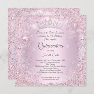 Invitación Quinceanera 15º Fiesta Rubor Invierno de copo de n