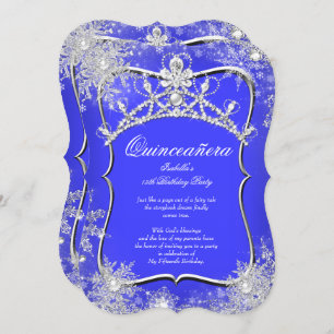 Invitación Quinceanera 15º invierno Maravilla Real Azul