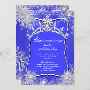 Invitación Quinceanera 15º invierno Maravilla Real Azul
