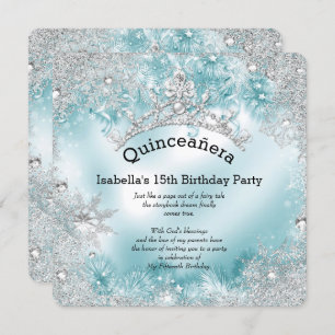 Invitación Quinceanera 15º Invierno Plata Plata Plata Verde a