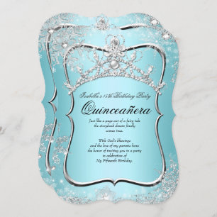 Invitación Quinceanera 15º invierno Wonderland Silver Blue