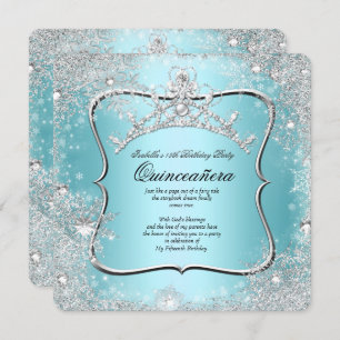 Invitación Quinceanera 15º invierno Wonderland Silver Blue