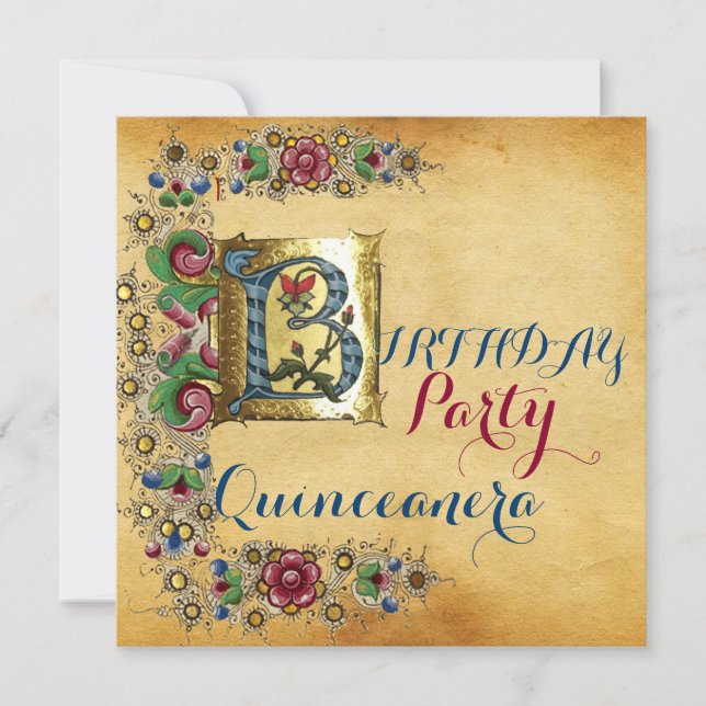 INVITACIÓN QUINCEANERA 15º PARQUE FLORAL DE CUMPLEAÑOS (Anverso)