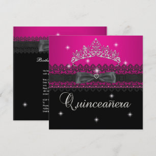 Invitación Quinceanera 15º partido de cumpleaños Lazo negro r