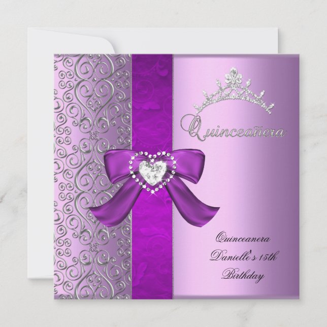 Invitación Quinceanera 15º partido de cumpleaños Lilac Pink (Anverso)