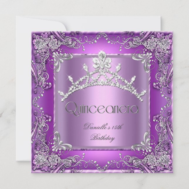Invitación Quinceanera 15º partido de cumpleaños Purple 2 (Anverso)