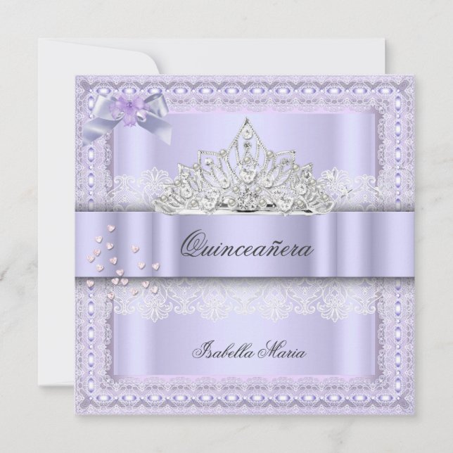 Invitación Quinceanera 15º partido de cumpleaños Purple Lilac (Anverso)