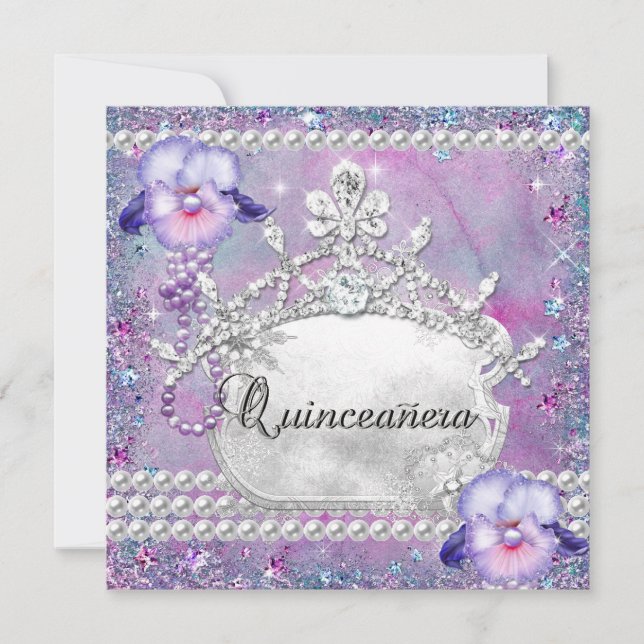 Invitación Quinceanera 15º partido de cumpleaños Purple Lilac (Anverso)