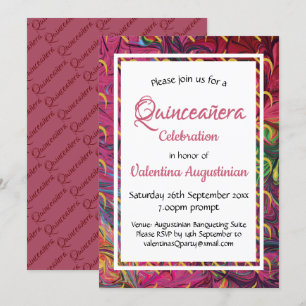 Invitación Quinceañera 15º ROSA personalizado de la retro de