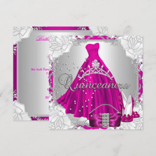 Invitación Quinceanera 15.ª Calzado De Vestido Rosado De Cump