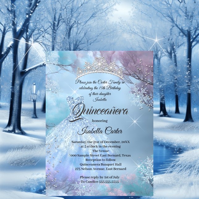 Invitación Quinceanera 15.ª Cenicienta Rosa azul (Subido por el creador)