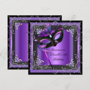 Invitación Quinceanera 15.ª fiesta de cumpleaños mascarada mo