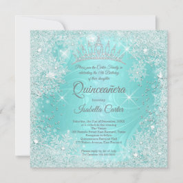 Invitación Quinceanera 15.ª Maravilla Verde azulada de invier