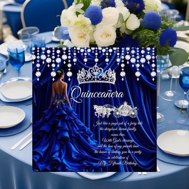 Invitación Quinceanera 15.ª Royal Blue Carriage Tiara (Subido por el creador)
