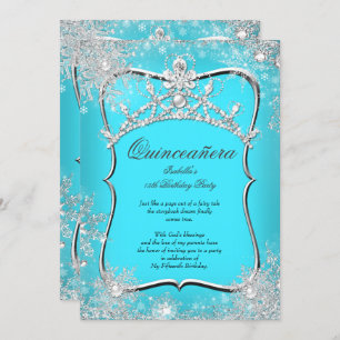 Invitación Quinceanera 15.ª Wonderland Silver Verde azulado