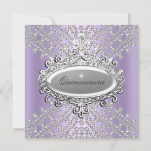 Invitación Quinceanera 15.º Fiesta Lilac Morado Diamante Blan