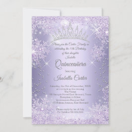 Invitación Quinceanera 15.º Invierno de Copo de Nieve Lilac P