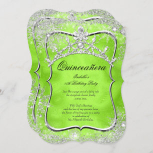 Invitación Quinceanera 15.º Winter Wonderland Lime Green