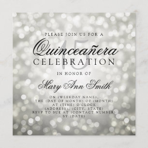 Invitación Quinceañera 15° Aniversario de las Luces Silver Bo