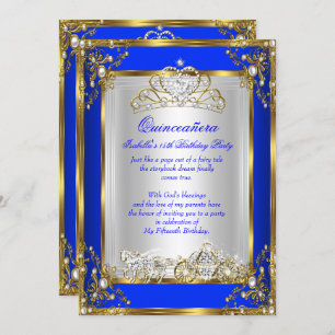 Invitación Quinceanera, 15 años, azul real