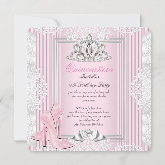 Invitación Quinceanera 15 años fiesta de cumpleaños zapatos r (Anverso)