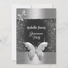 Invitación Quinceañera 15 años moda de Relieve metalizado neg