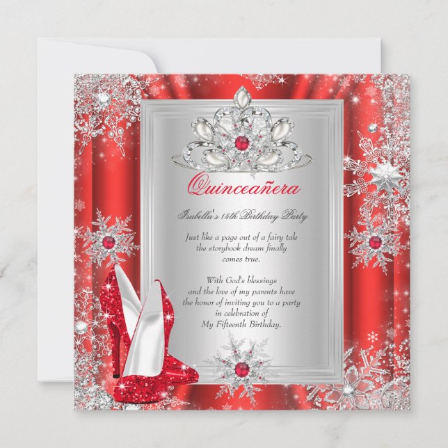 Invitación Quinceanera 15 Camisas Rojas del partido de cumple (Anverso)