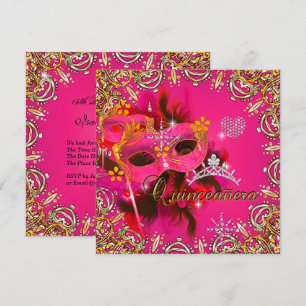 Invitación Quinceañera 15 Cumpleaños Coral Rosa Fiesta de Más