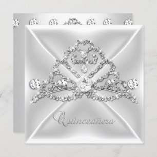 Invitación Quinceanera 15 Diamante Blanco Tiara 2