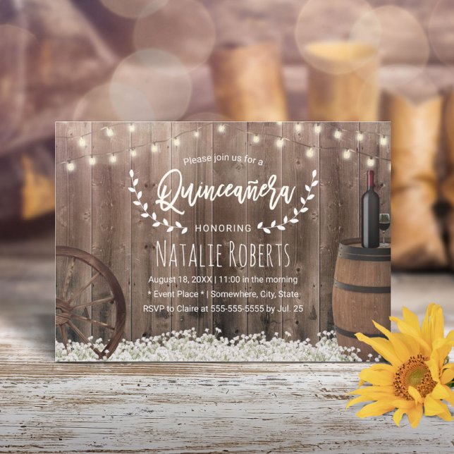 Invitación Quinceanera 15 Flores Rústicas Vino Bartolomé Cump (Subido por el creador)