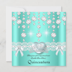 Invitación Quinceañera 15avo Corazón de Diamantes Plateado Ve