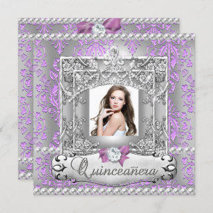 Invitación Quinceanera 15th Birthday Party Damask Lilac