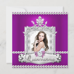 Invitación Quinceanera 15th Birthday Party Purple Tiara