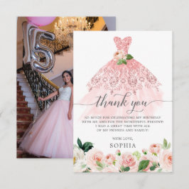 Invitación Quinceanera 15th Birthday (Tarjeta de agradecimien