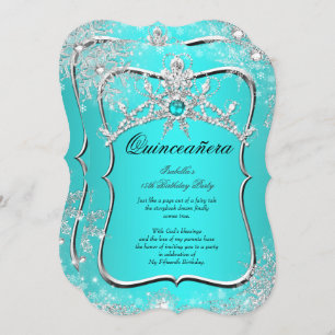 Invitación Quinceanera 15th Winter Wonderland Aqua Pearl