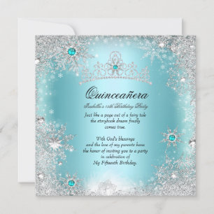 Invitación Quinceanera 15th Winter Wonderland Silver Blue 2