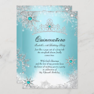 Invitación Quinceanera 15th Winter Wonderland Silver Blue 2