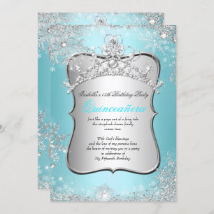 Invitación Quinceanera 15th Winter Wonderland Silver Blue 2