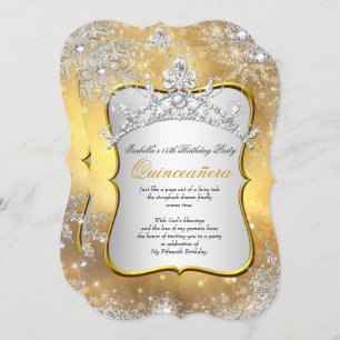 Invitación Quinceanera 15th Winter Wonderland Silver Gold