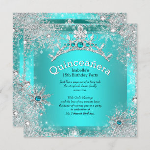 Invitación Quinceanera 15th Winter Wonderland Silver Verde az