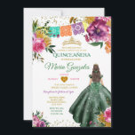 Invitación Quinceañera 16.ª Mariposa del verde esmeralda mexi<br><div class="desc">Invitación a la mariposa Charra Quinceañera Mexicana Colorida Verde Esmeralda Mi Quince Anos,  16º cumpleaños, </div>