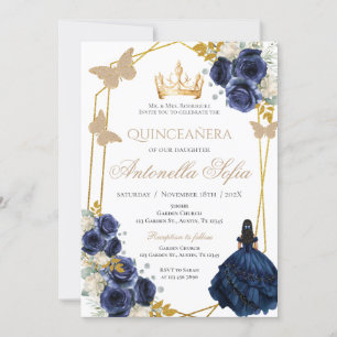 Invitación Quinceanera a las mariposas azules real