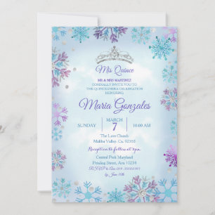 Invitación Quinceanera a Navidades morados y azule