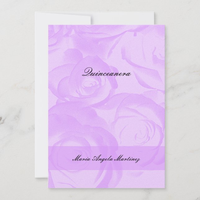 Invitación Quinceanera a Rosas de Lavanda (Anverso)