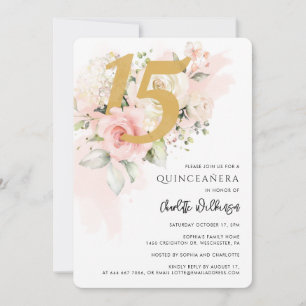 Invitación Quinceanera acuarela floral