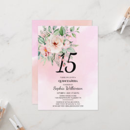 Invitación Quinceañera acuarela floral rústica