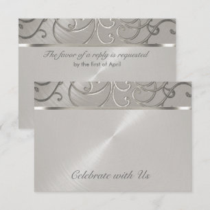 Invitación Quinceanera All Silver Filigree Swirls