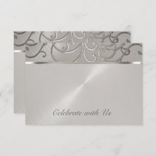 Invitación Quinceanera All Silver Filigree Swirls