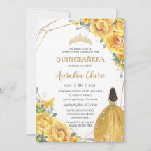 Quinceañera Amarillo Floral Princesa Corona Cumple