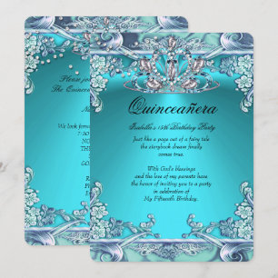Invitación Quinceañera Aqua Turquesa Fiesta de 15 Cumpleaños